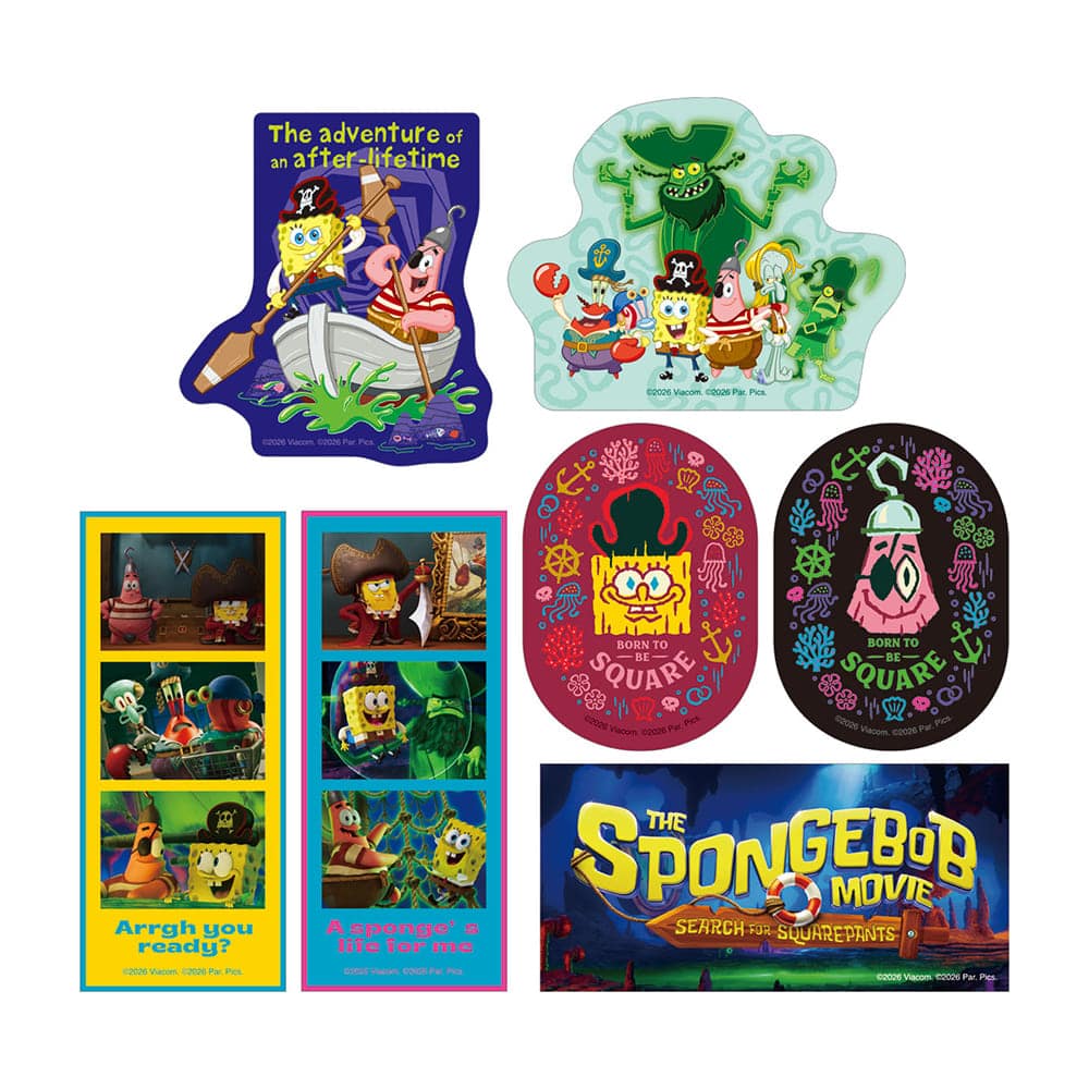 スポンジ・ボブ　呪われた海賊と大冒険だワワワワワ！　ステッカーセット