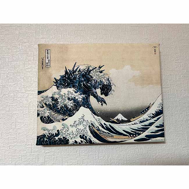 ゴジラ浮世絵　神奈川沖浪裏 ファブリックボード（大）