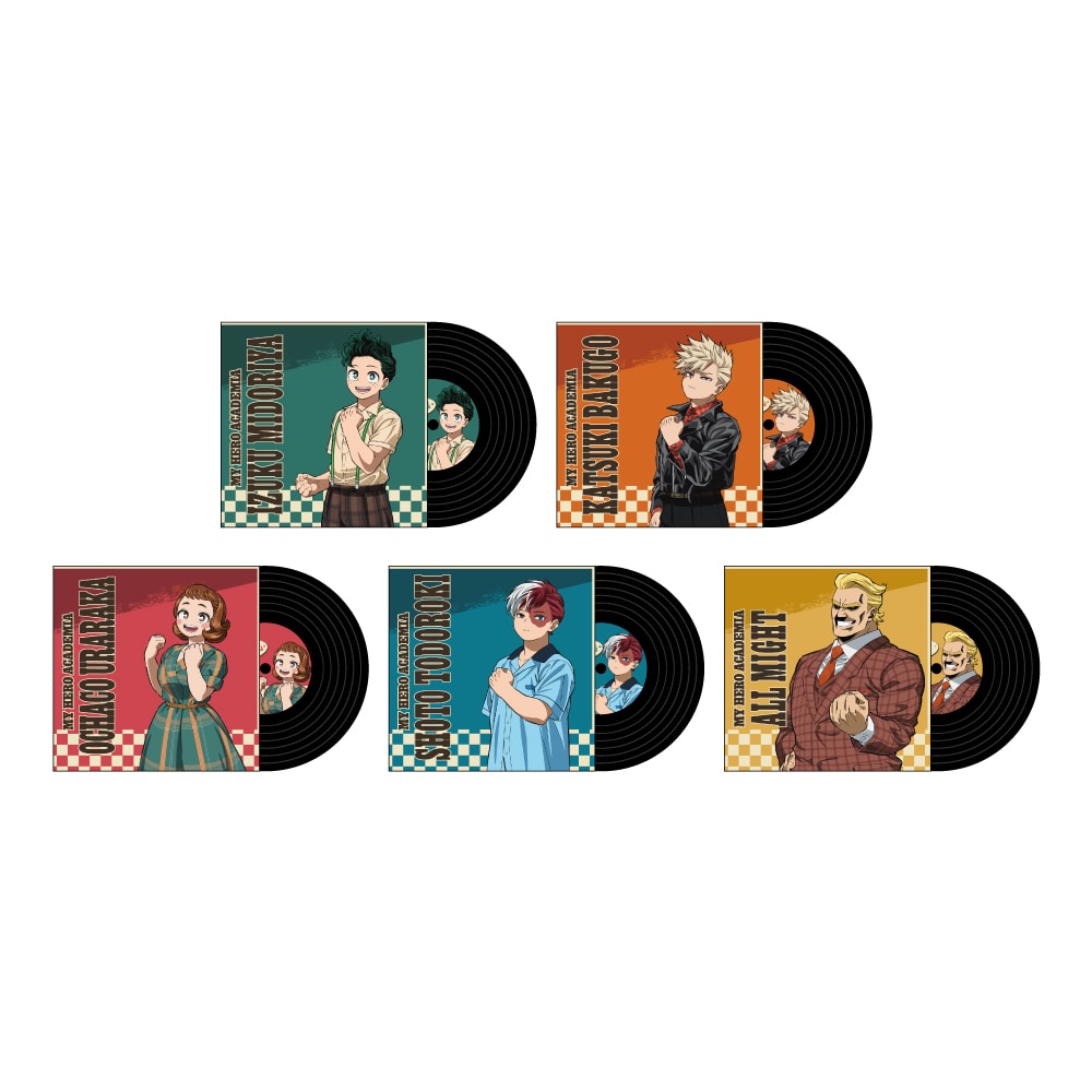 僕のヒーローアカデミア トレーディングレコード風コースター アメリカンレトロVer. 【全5種】 コンプリートセット